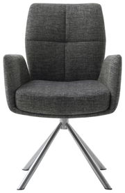 Moderner grauer Sessel mit Metallbeinen, Frontalansicht