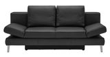 Schwarzes Querschläfer-Sofa aus Leder, Frontalansicht