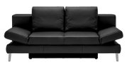 Schwarzes Querschläfer-Sofa aus Leder, Frontalansicht