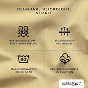 Spannbettlaken aus gestricktem Stoff mit T-Shirt Feeling, atmungsaktiv und robust, maschinenwaschbar bis 60 Grad, bestehend aus 95% Bio-Baumwolle und 5% Elasthan, in Nahaufnahme.
