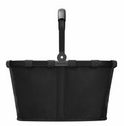 Schwarzer Einkaufskorb mit stabilem Rahmen und Griff, frontal abgebildet.