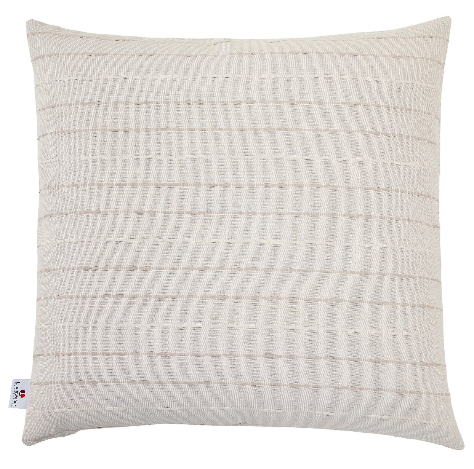 Beiges Outdoor-Kissen 45x45cm mit feinen horizontalen Streifen, Vorderansicht