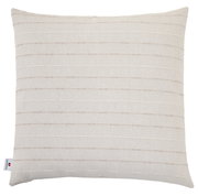 Beiges Outdoor-Kissen 45x45cm mit feinen horizontalen Streifen, Vorderansicht
