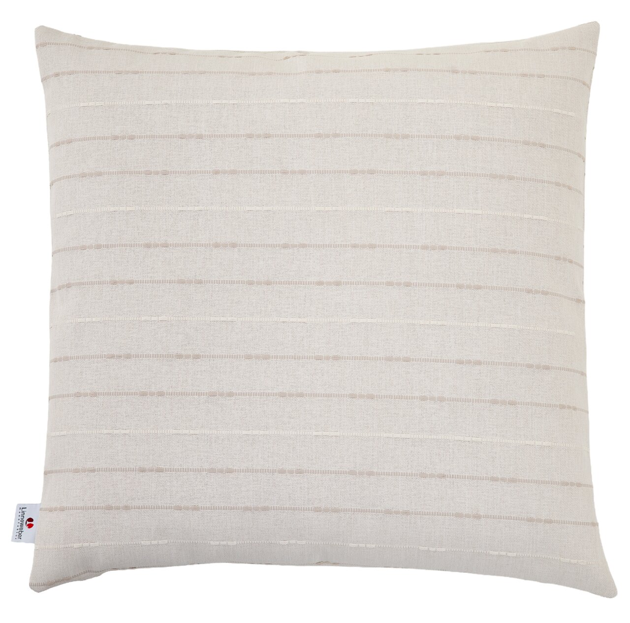 Beiges Outdoor-Kissen 45x45cm mit feinen horizontalen Streifen, Vorderansicht