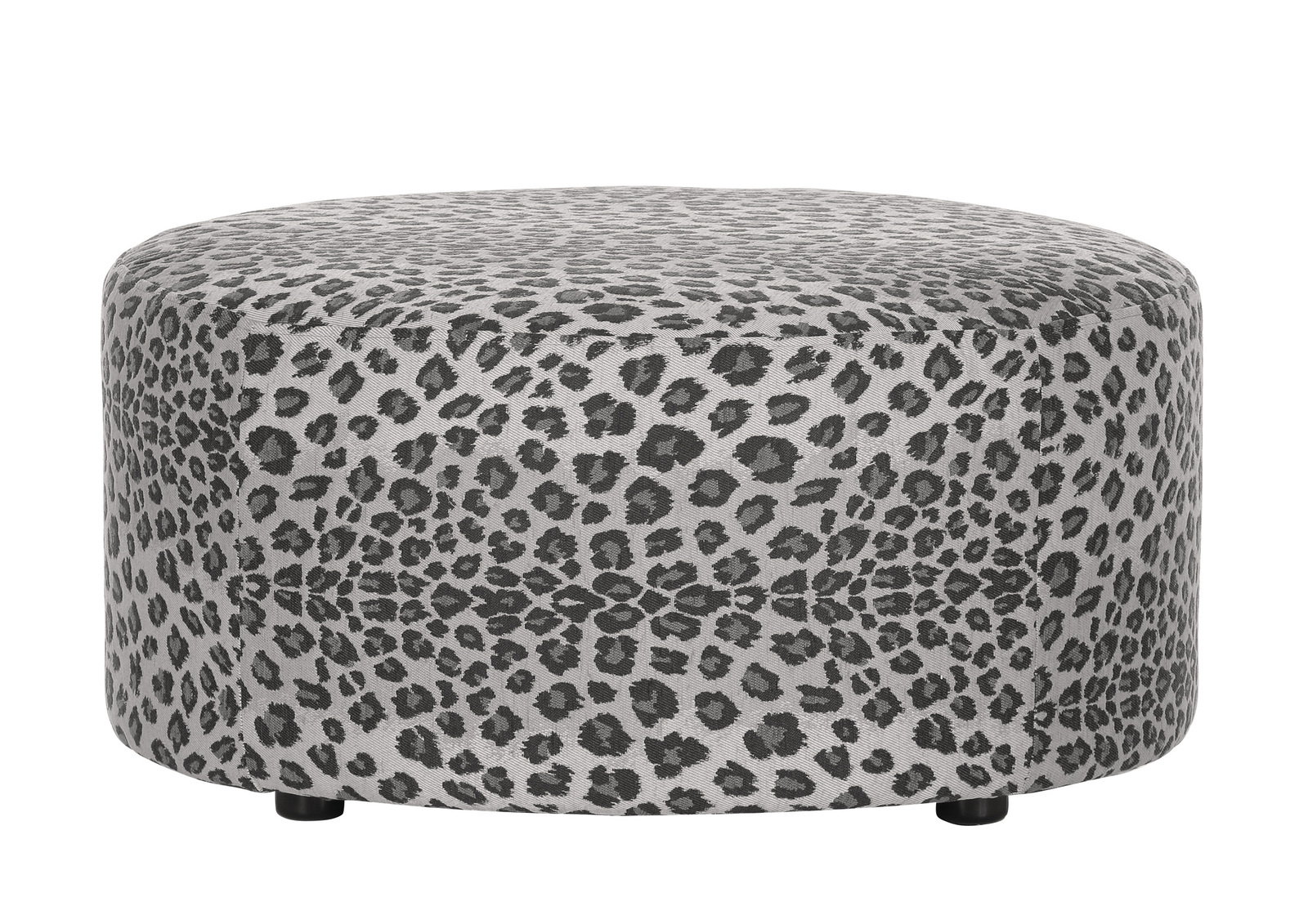 Stylife Hocker MALEA Runder Hocker mit grauem Leopardenmuster, seitliche Perspektive