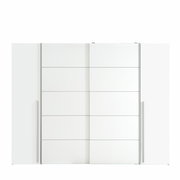 Weißer Dreh- und Schwebetürenschrank, Frontalansicht