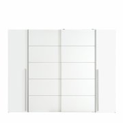 Weißer Dreh- und Schwebetürenschrank, Frontalansicht