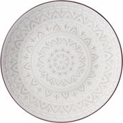 Weißer Speiseteller mit dekorativem Muster, Draufsicht