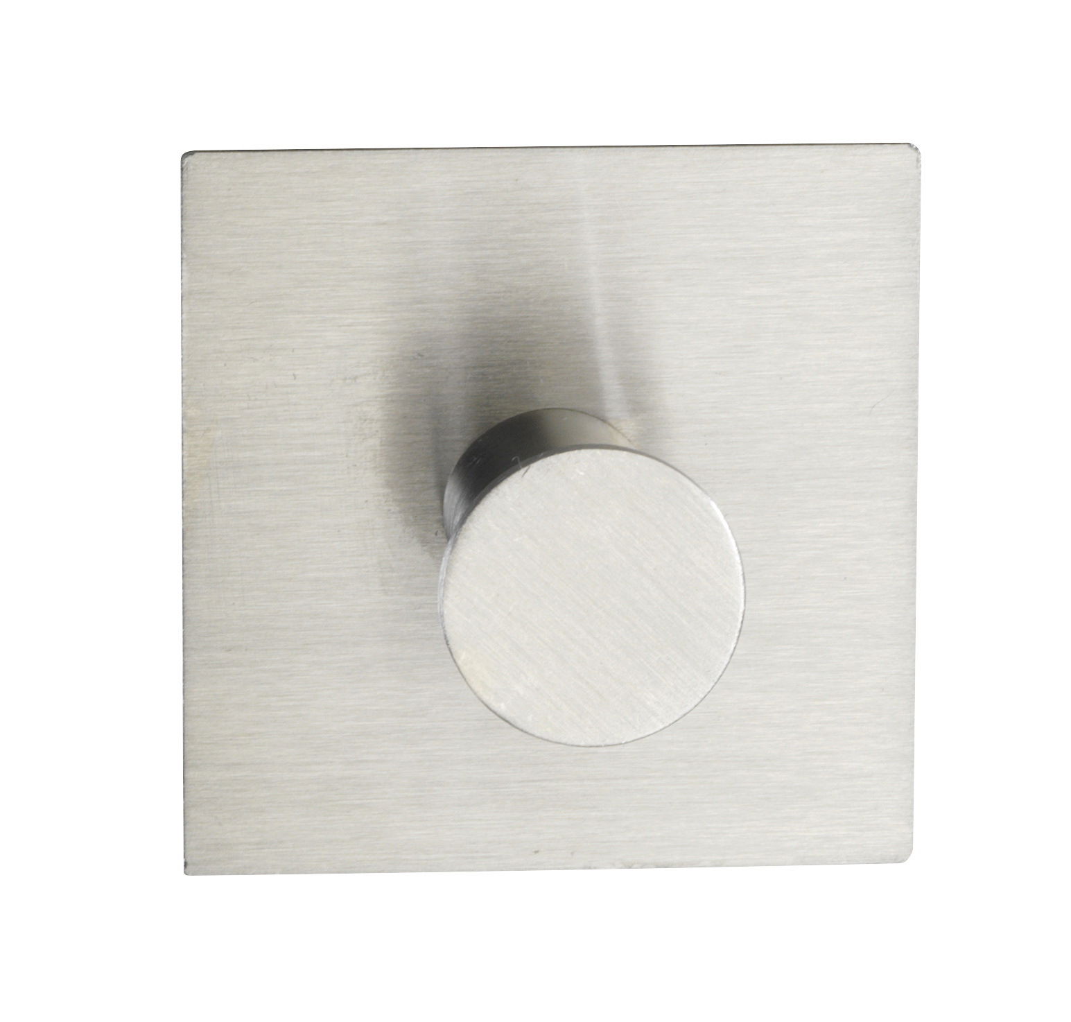 Edelstahl Wandhaken mit quadratischer Basis und zylindrischem Haken, Ansicht von vorne