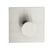 Edelstahl Wandhaken mit quadratischer Basis und zylindrischem Haken, Ansicht von vorne