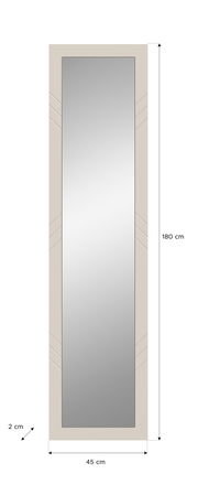 Rechteckiger Wandspiegel mit beigem Rahmen, 180 cm hoch, 45 cm breit, 2 cm tief, Frontalansicht