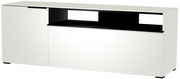 Weißes TV-Lowboard mit schwarzem Regal, Frontansicht
