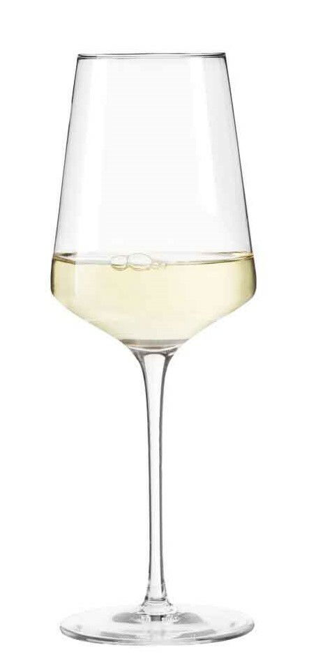 Leonardo Rieslingglas PUCCINI Rieslingglas Puccini 400 ml, frontalansicht, gefüllt mit Weißwein