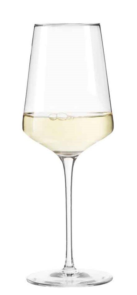 Leonardo Rieslingglas PUCCINI Rieslingglas Puccini 400 ml, frontalansicht, gefüllt mit Weißwein