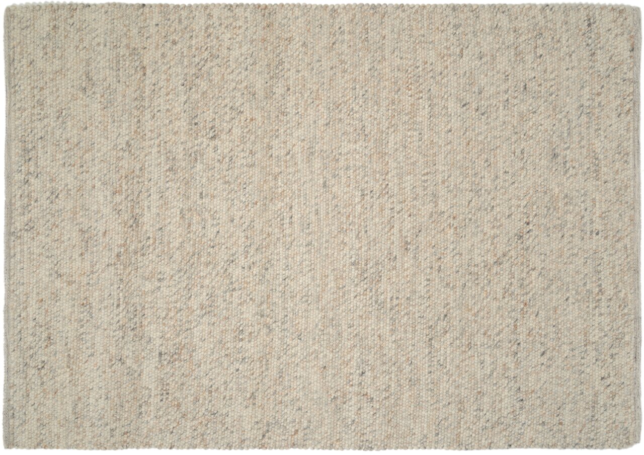 Handgewebter Teppich in neutralen Beige- und Grautönen, Draufsicht