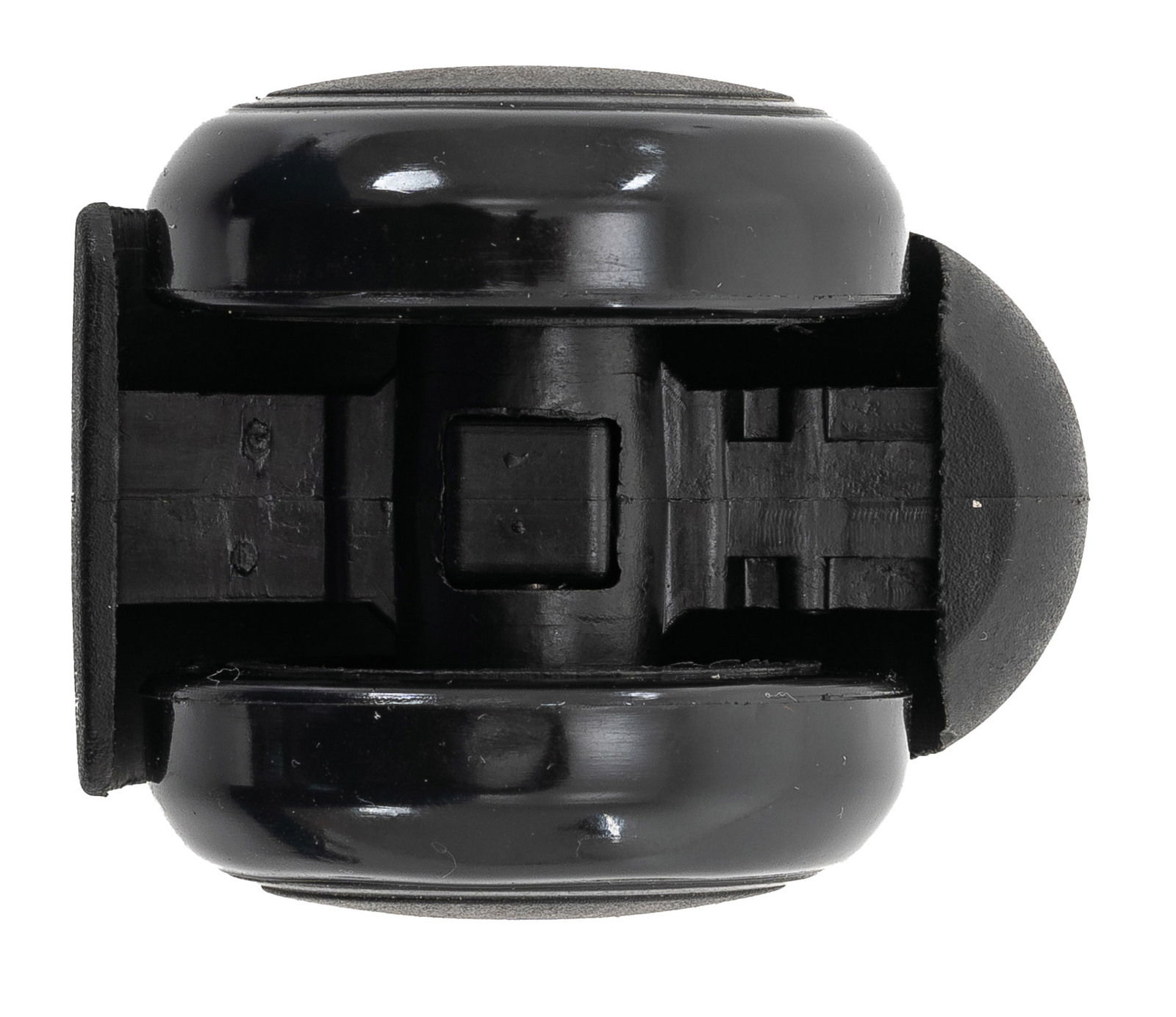 Schwarzes Doppelrollen-Set aus Kunststoff, Ansicht von oben