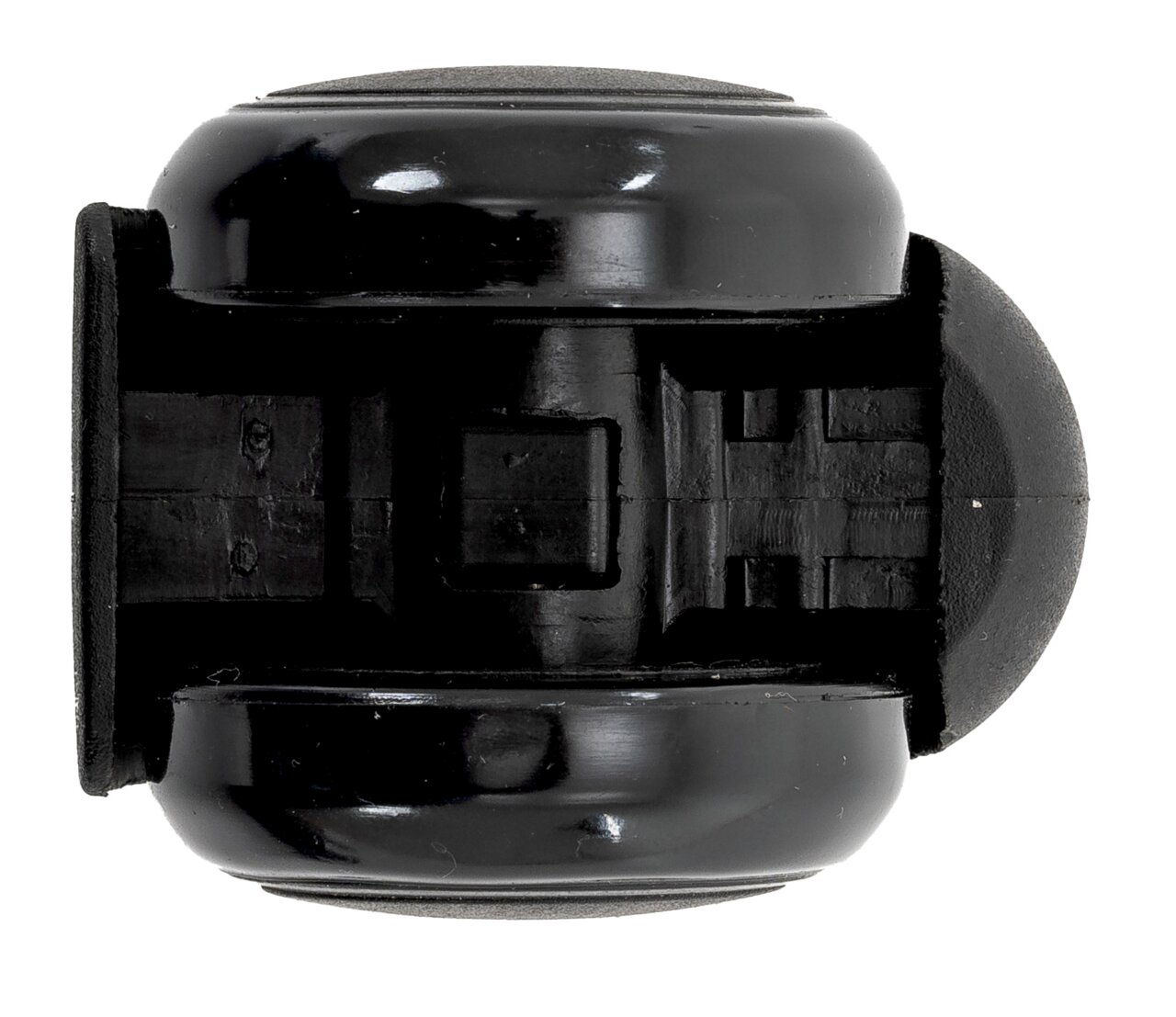 Schwarzes Doppelrollen-Set aus Kunststoff, Ansicht von oben