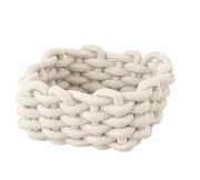 Geflochtener Badkorb Melara S in Naturfarbe, aus dicker Kordel, seitliche Perspektive