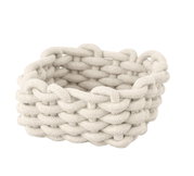 Geflochtener Badkorb Melara S in Naturfarbe, aus dicker Kordel, seitliche Perspektive