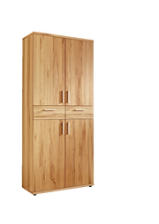 Hochkommode aus Holz in einem modernen Wohnzimmer, seitliche Perspektive