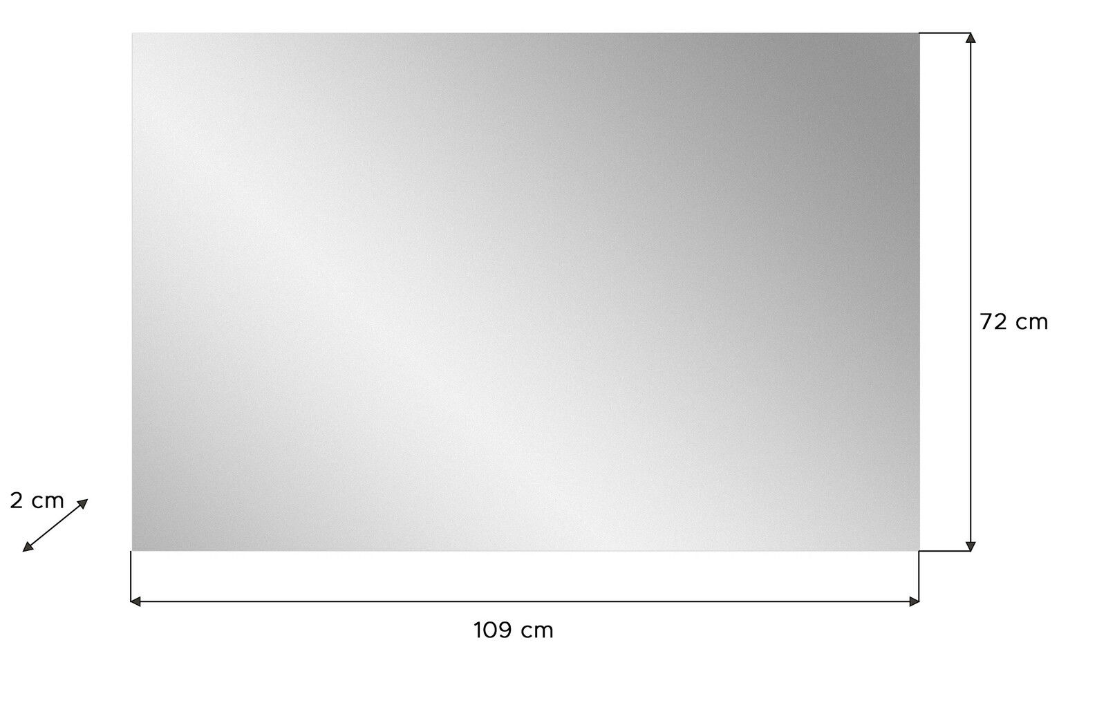 Rechteckiger Spiegel mit den Maßen 109 cm x 72 cm, seitliche Perspektive