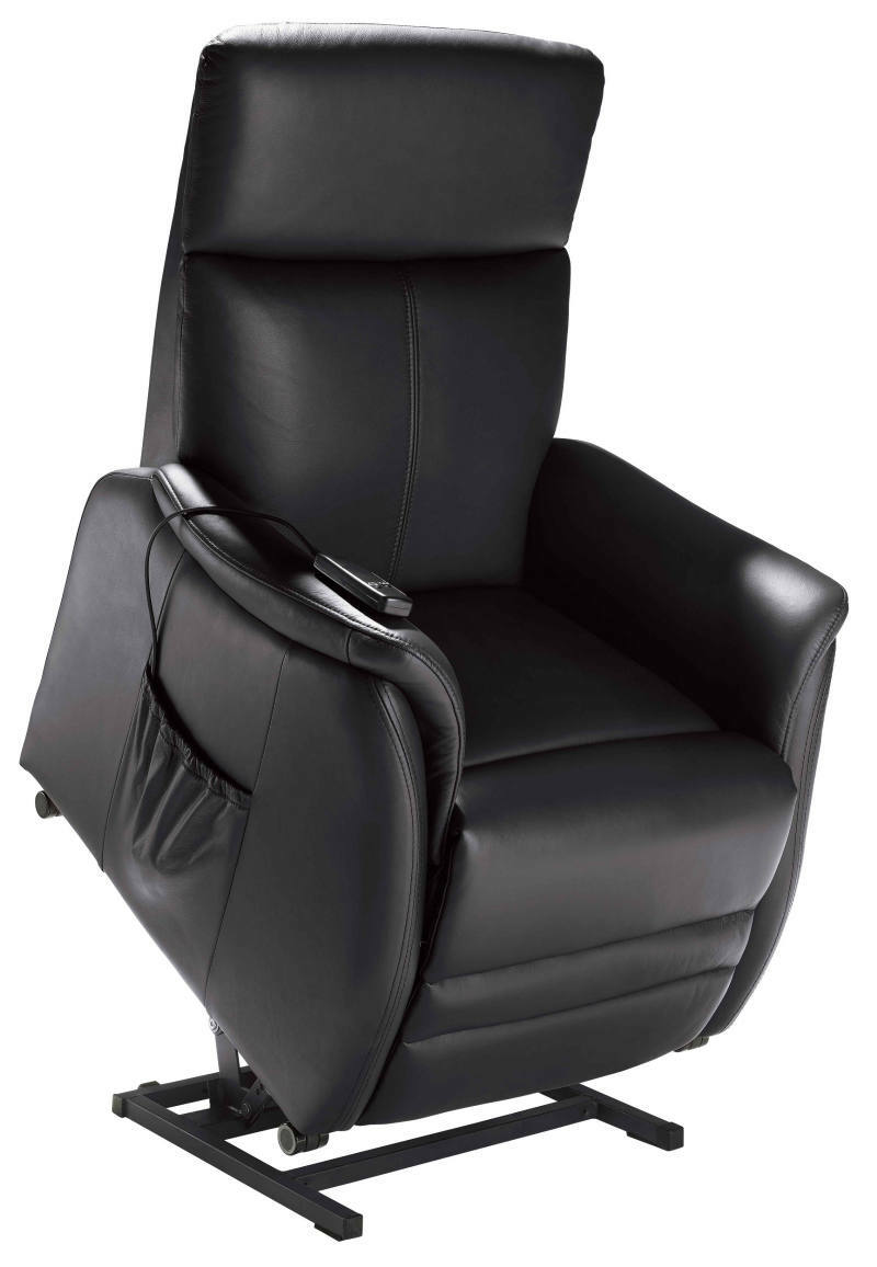 Schwarzer Fernsehsessel Cantus AMARILLO mit Fernbedienung in der rechten Armlehne, seitliche Perspektive