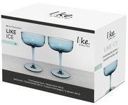Verpackung mit zwei blauen Sektschalen aus der Serie 'Like Ice' von Villeroy & Boch, seitliche Perspektive