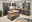 Yourkitchen Buffet-Schrank JAZZ Moderne Küche mit schwarzem Buffet-Schrank und Holzarbeitsplatten, aus der Perspektive eines leicht erhöhten Blickwinkels.