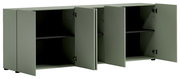 Grünes XL-Sideboard mit offenen Türen, seitliche Perspektive