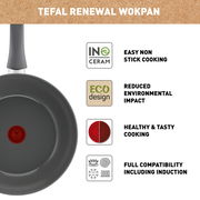 Wokpfanne 28cm Renewal von oben, mit Antihaftbeschichtung, umweltfreundlichem Design und Induktionskompatibilität.