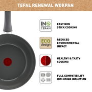 Wokpfanne 28cm Renewal von oben, mit Antihaftbeschichtung, umweltfreundlichem Design und Induktionskompatibilität.