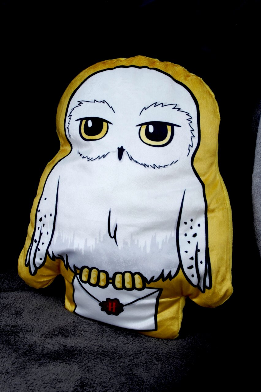 Harry Potter Eule-Formkissen HARRY POTTER Eule-Formkissen mit gelbem Rand, frontal abgebildet, hält einen Brief mit rotem Siegel.