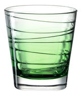 Grünes Trinkglas Vario 250ml mit spiralförmigem Design, seitliche Perspektive