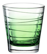 Grünes Trinkglas Vario 250ml mit spiralförmigem Design, seitliche Perspektive