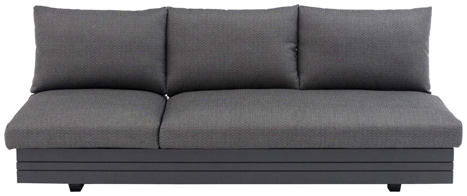 Graues 3-Sitzer Loungeelement aus der Frontperspektive