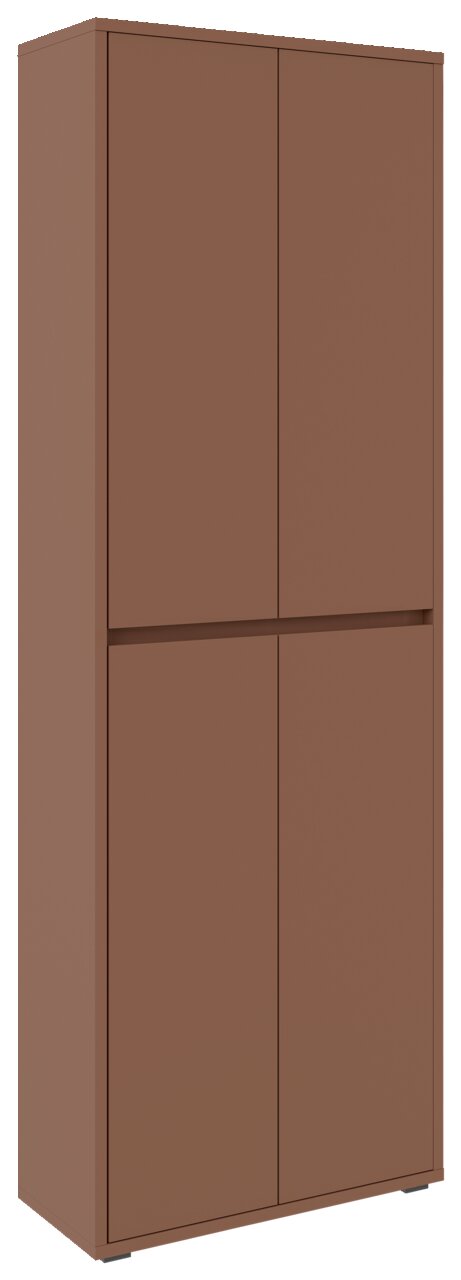 Brauner XXL-Schuh- und Mehrzweckschrank, frontal abgebildet mit vier Türen.