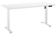Weißer E-Schreibtisch mit höhenverstellbaren Beinen, seitliche Perspektive