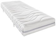 TTFK-Matratze H2 90 x 200 cm in seitlicher Perspektive mit wellenförmigem Muster und atmungsaktivem Bezug.