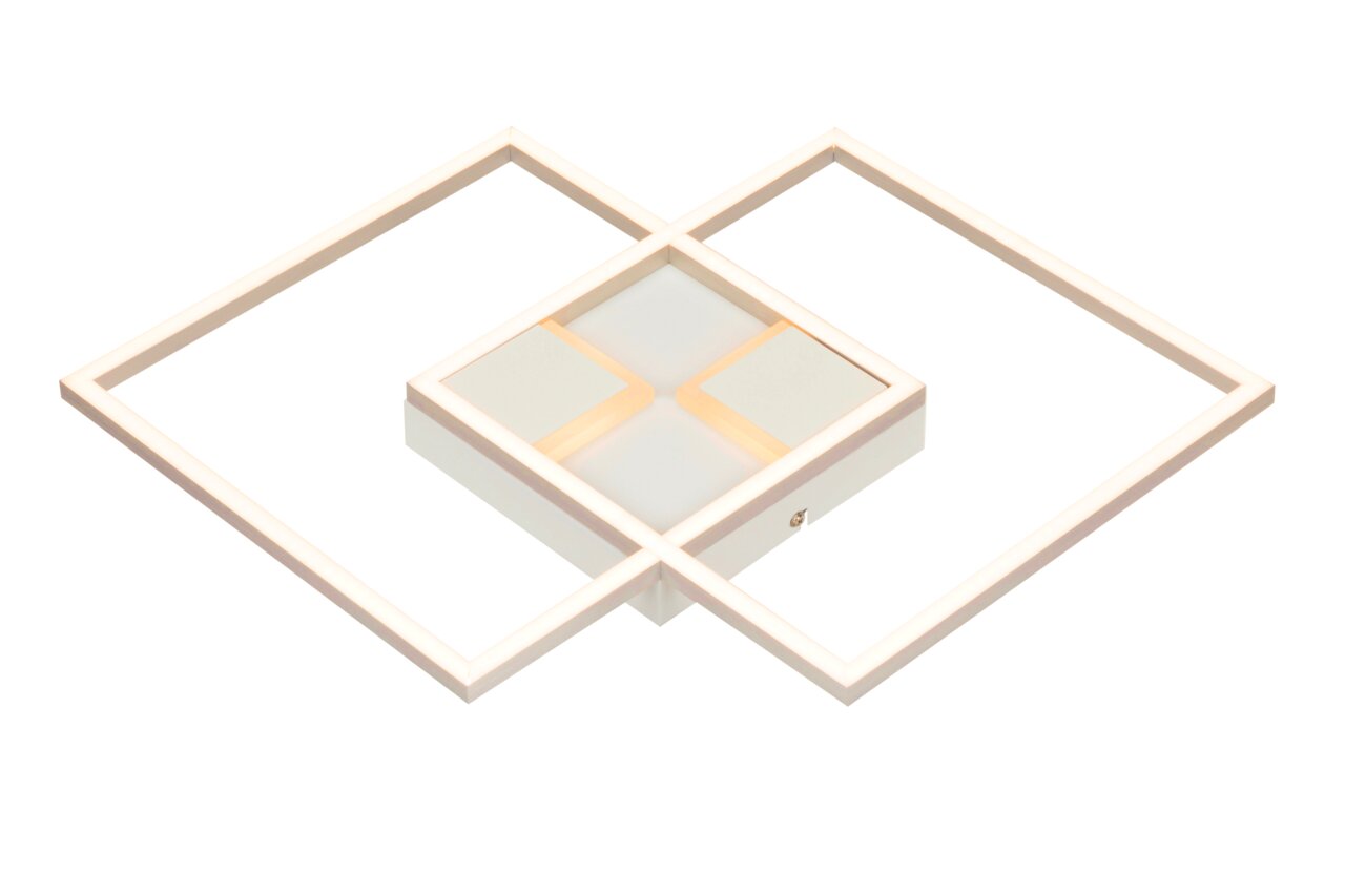 Moderne LED-Deckenleuchte in geometrischem Design, seitliche Perspektive