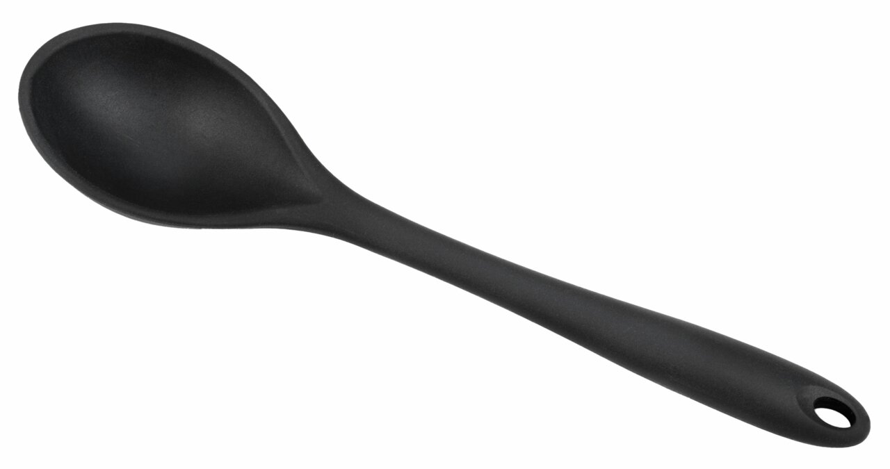Justinus Kooklepel, siliconen Zwarte siliconen kooklepel in zijaanzicht