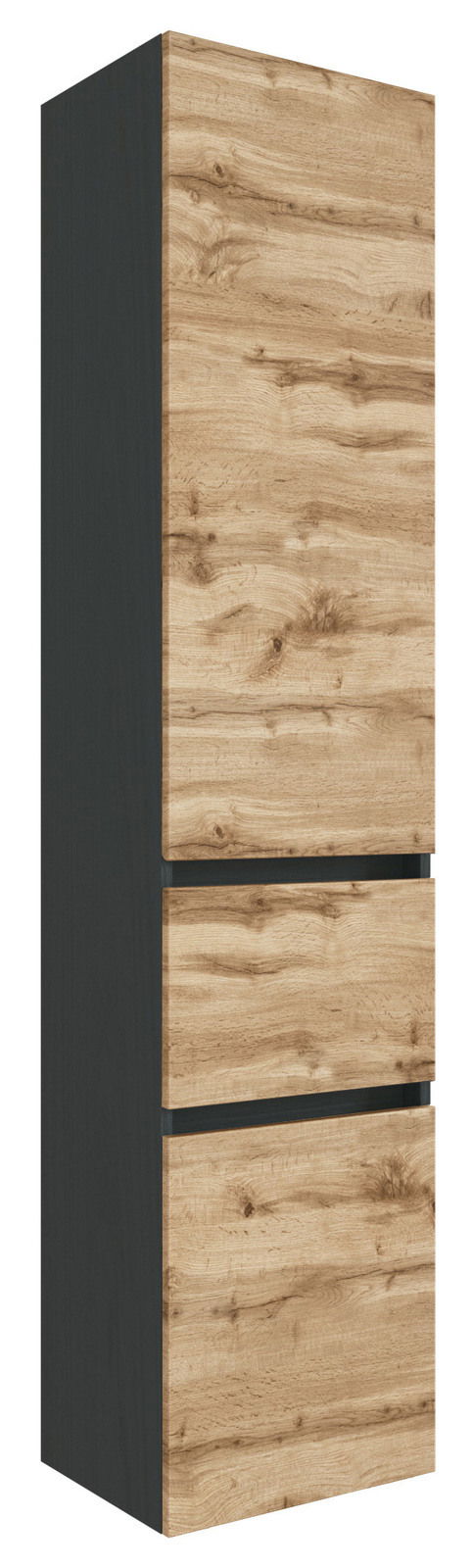 XORA Hochschrank LUCCA Hochschrank in Holzoptik mit drei Schubladen, seitliche Perspektive
