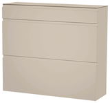 Beiger Hängeschuhschrank mit drei Klappen, seitliche Perspektive