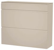 Beiger Hängeschuhschrank mit drei Klappen, seitliche Perspektive