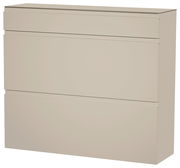 Beiger Hängeschuhschrank mit drei Klappen, seitliche Perspektive