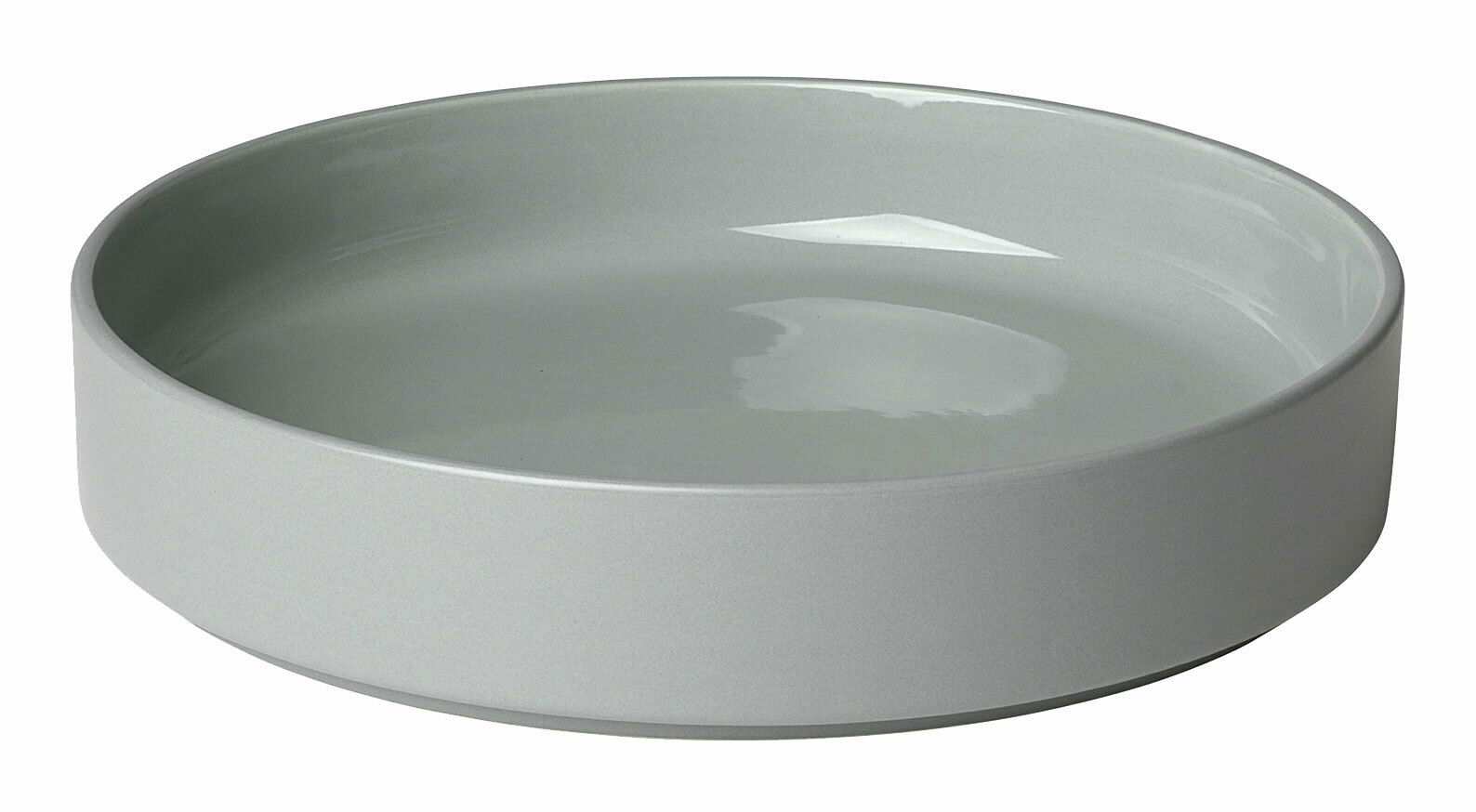 Grauer tiefer Teller aus der Seitenperspektive, Modell PILAR Mirage G