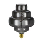 Gloeilamp met rookgrijs glas en spiraalvormige gloeidraad, zijaanzicht