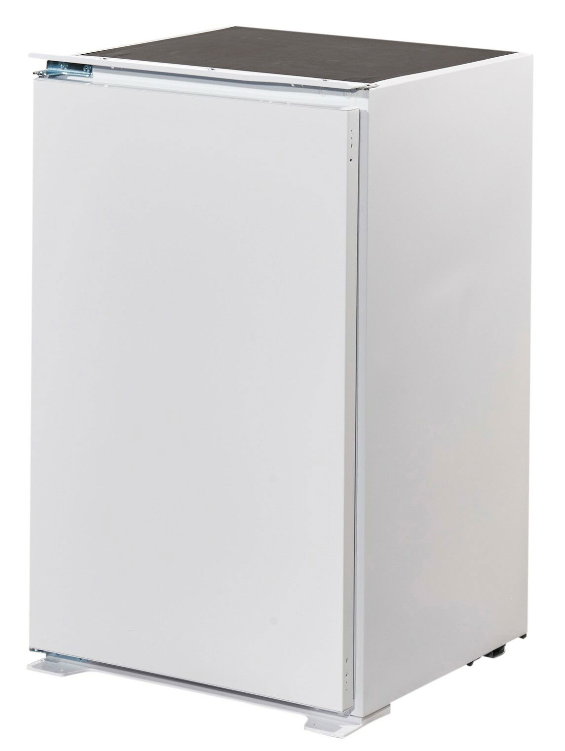 Weißer Kühlschrank aus seitlicher Perspektive