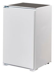 Weißer Kühlschrank aus seitlicher Perspektive