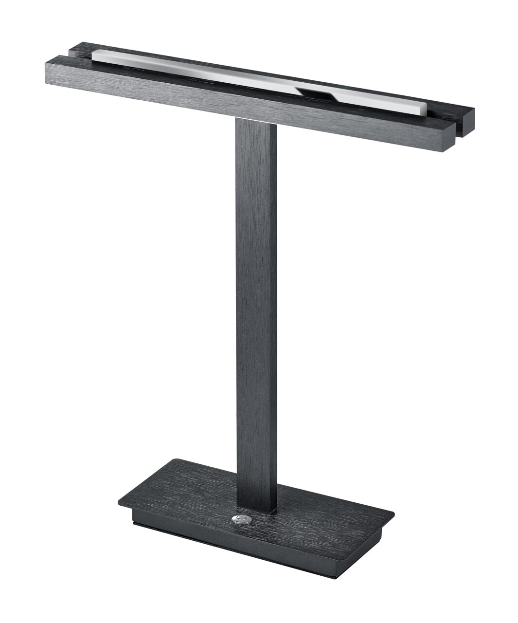 Moderne LED-Tischleuchte BEN in schwarzem Metall, seitliche Perspektive