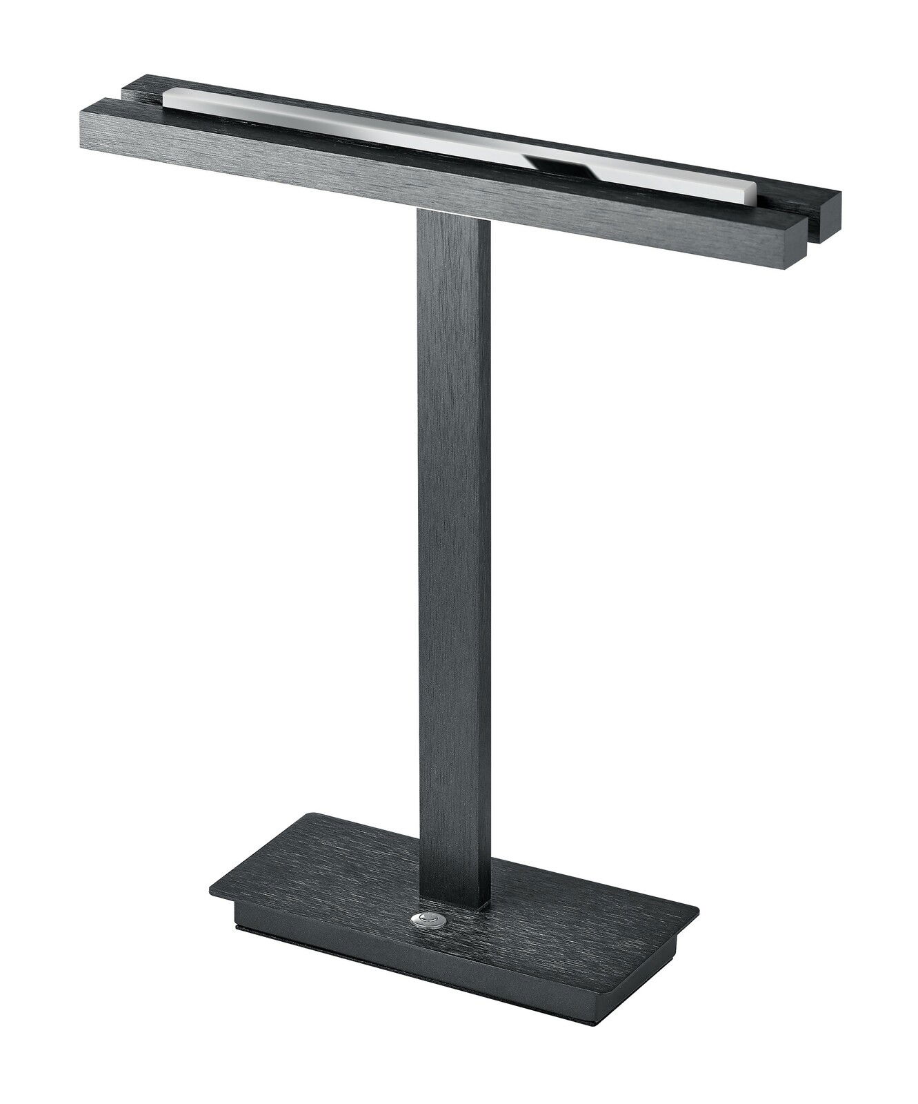 Moderne LED-Tischleuchte BEN in schwarzem Metall, seitliche Perspektive